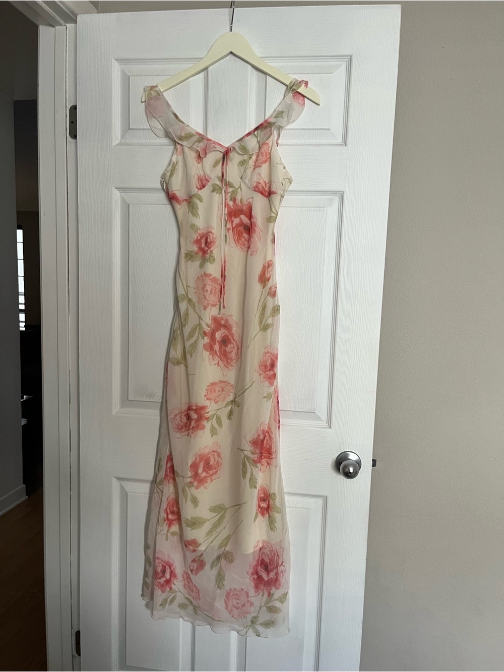 Sheer Floral Maxi Slip Dress in Blush Pink